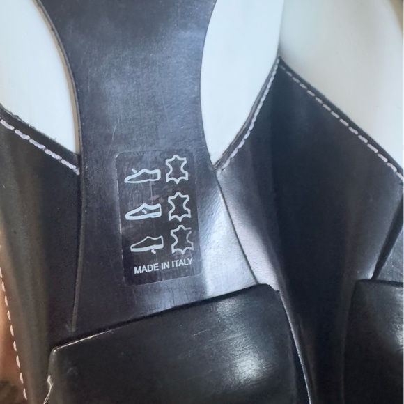 Tod’s kitten heal mules black white slide on leather slip on classic 9.5 - Picture 12 of 12